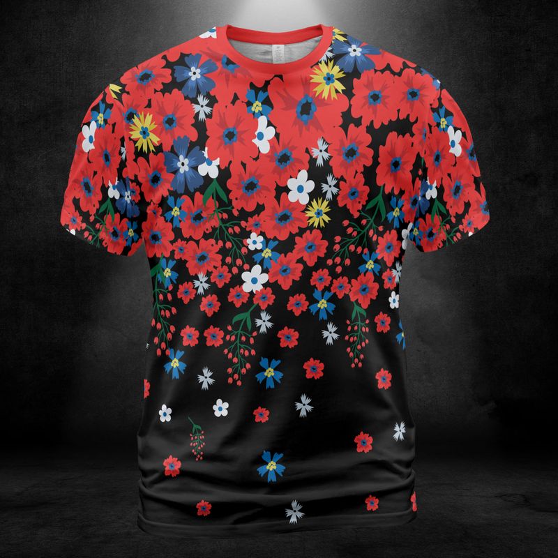 Raining Red Flowers Unisex Comfort T-Shirt