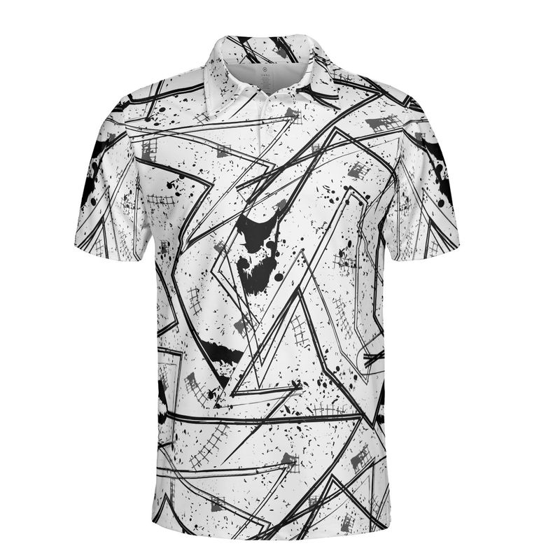 Black & White Geometric Polo Shirt