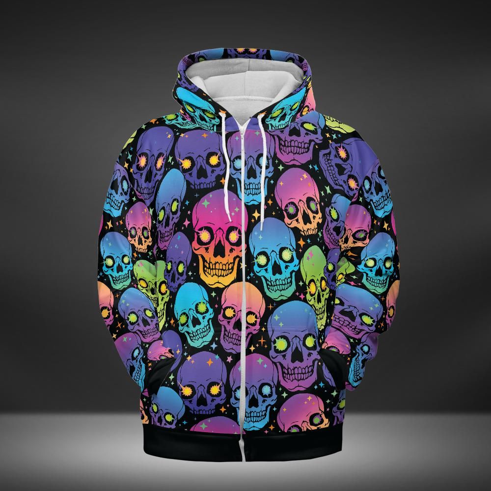 Glowing Eye Skulls Premium Unisex Zip Hoodie