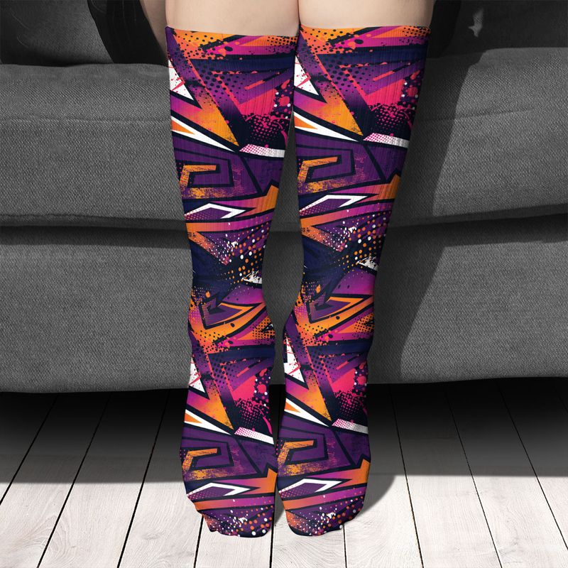 Purple Pink & Orange Geometric Socks