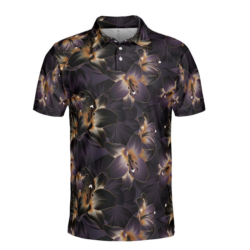 Golden Luxury Flowers Polo Shirt