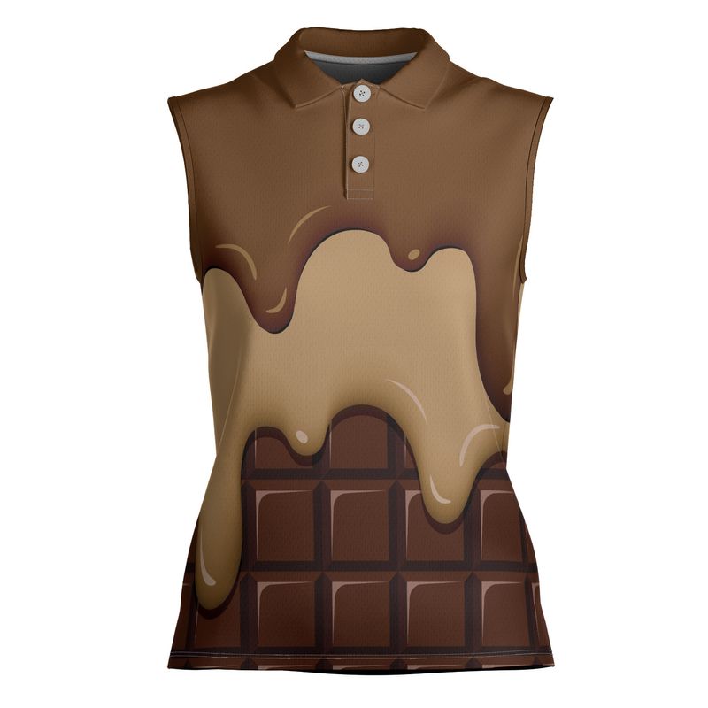Chocolate Ice Cream & Caramel Ice Cream On A Chocolate Bar Women's Sleeveless Polo Shirt