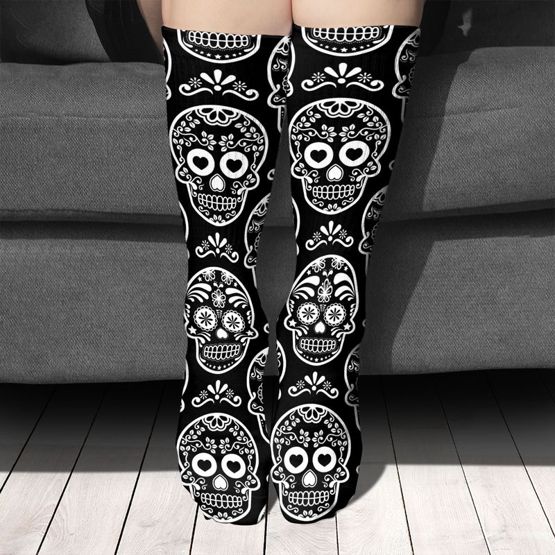 Black & White Calavera Socks