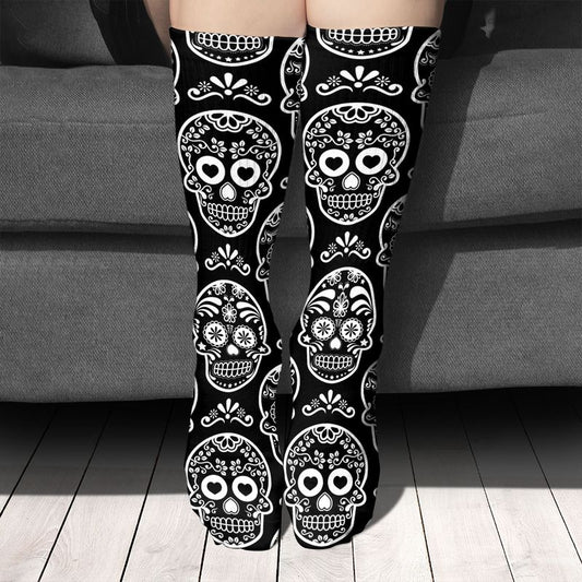 Black & White Calavera Socks