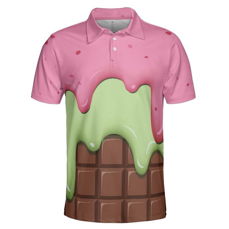 Strawberry Ice Cream & Key Lime Ice Cream On A Chocolate Bar Polo Shirt