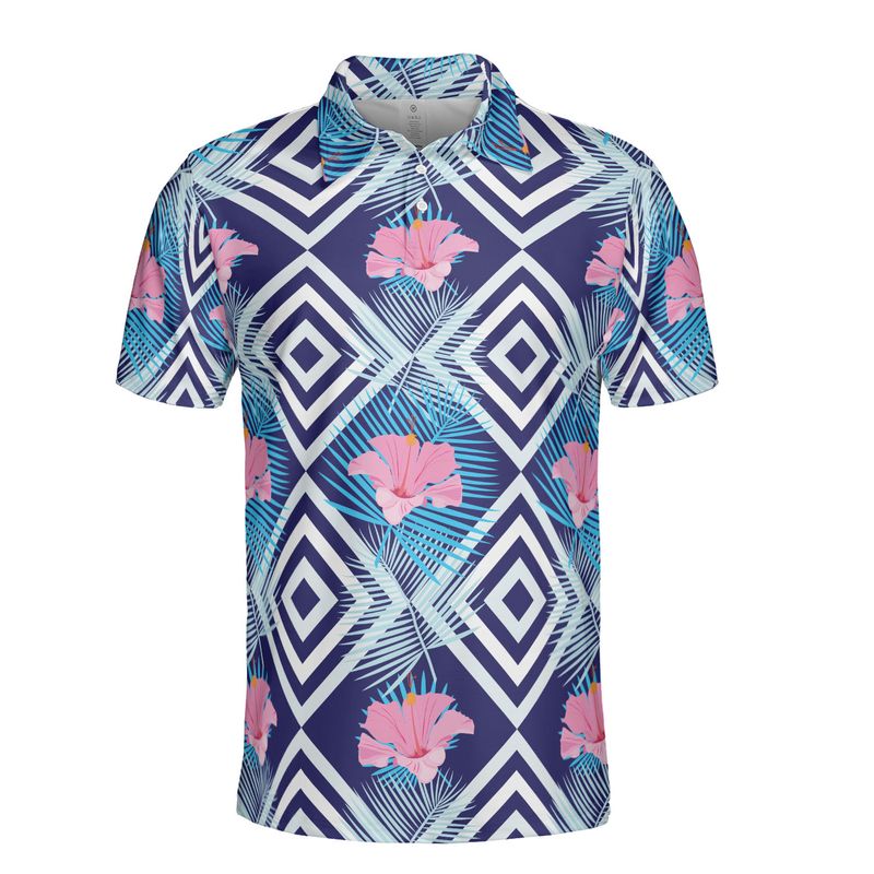 Geometric Exotic Palm Leaves Polo Shirt