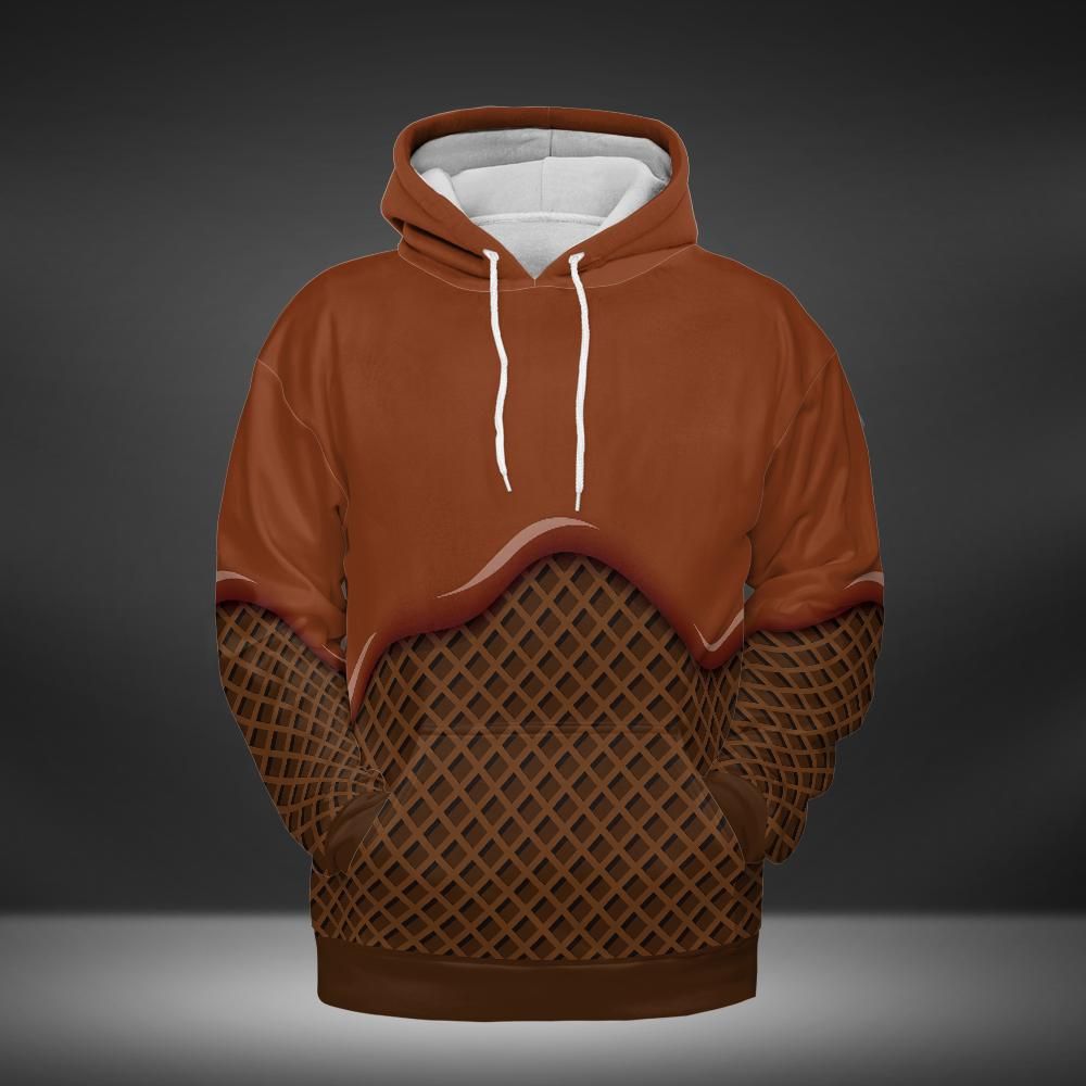 Chocolate Ice Cream On A Chocolate Waffle Cone Premium Unisex Hoodie