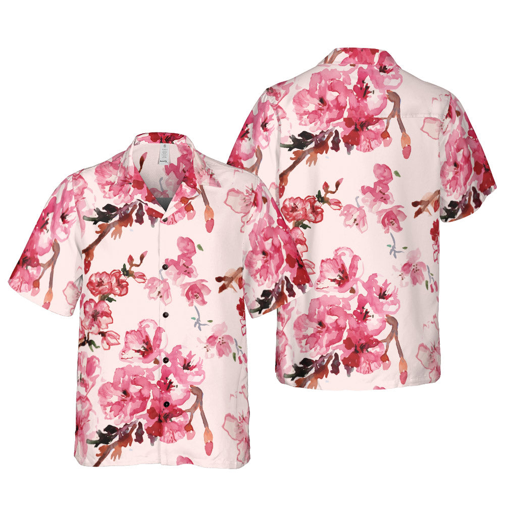 Watercolor Cherry Blossoms Button Up Shirt
