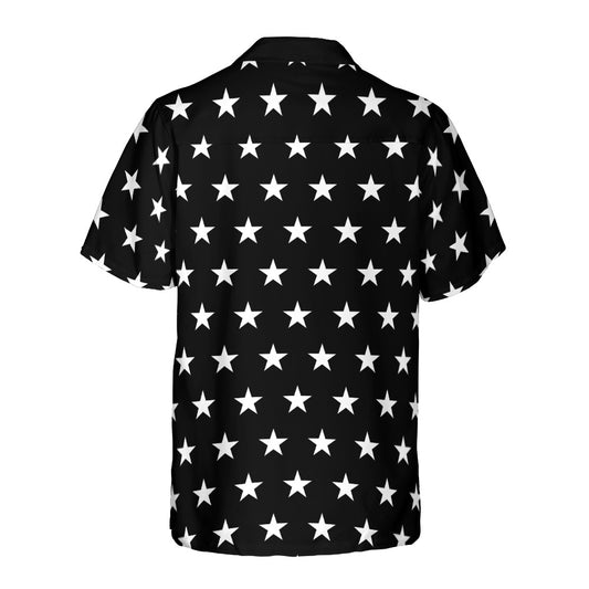 White Stars Black Button Up Shirt