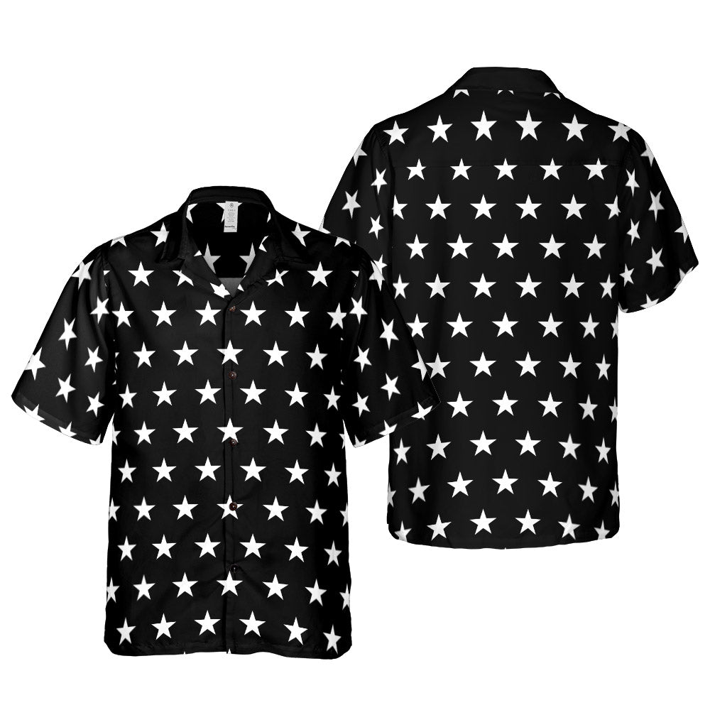 White Stars Black Button Up Shirt