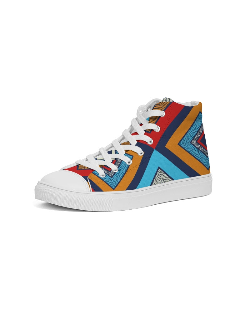 Tribal Patchwork Men's High Top Canvas Shoe