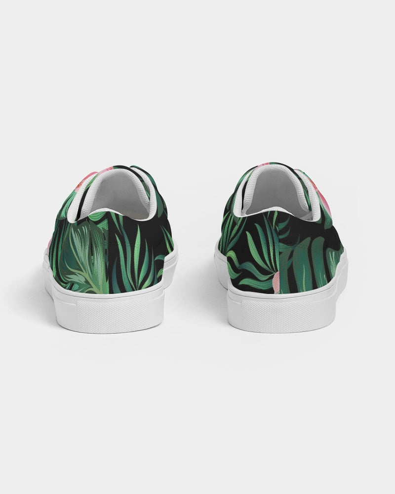 Summer Palm Leaves And Flowers Women's Lace Up Canvas Shoe