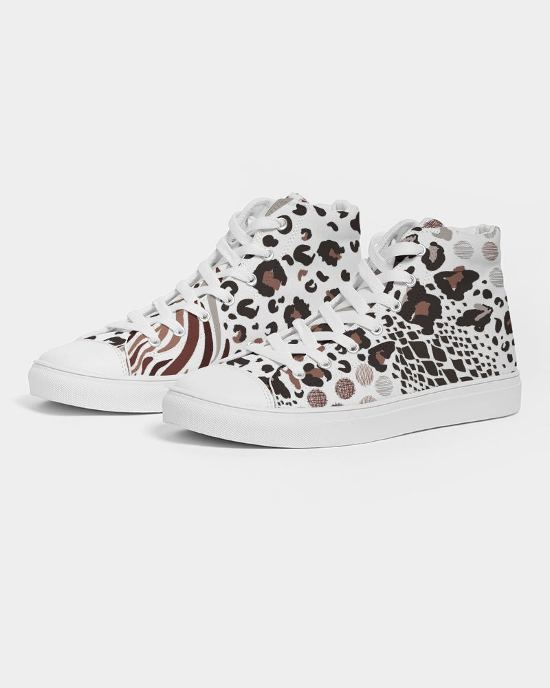 Mixed Animal Print Women's High Top Canvas Shoe