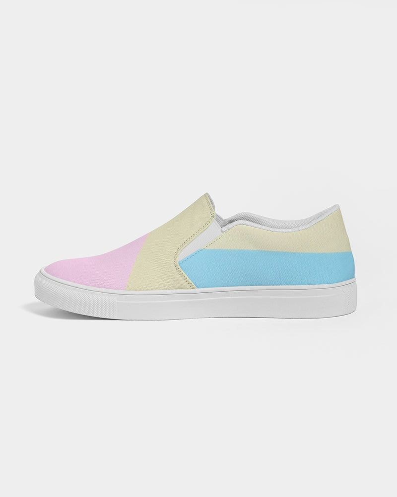 Pink, Blue, & Cream Color Block Women's Slip-On Canvas Shoe