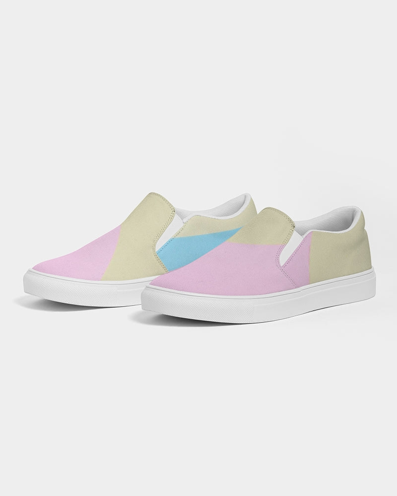 Pink, Blue, & Cream Color Block Women's Slip-On Canvas Shoe