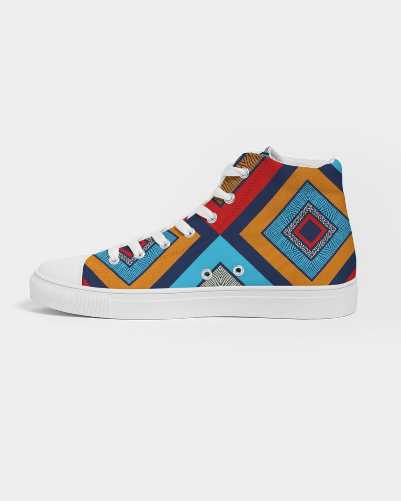 Tribal Patchwork Men's High Top Canvas Shoe
