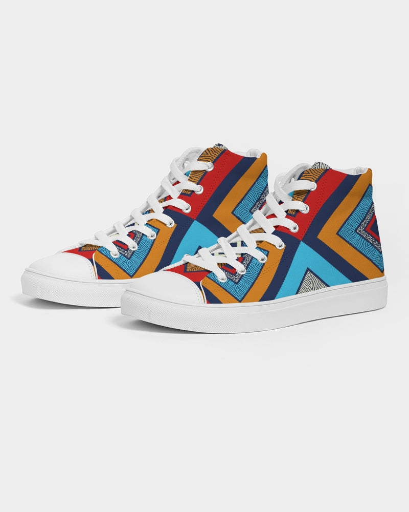 Tribal Patchwork Men's High Top Canvas Shoe