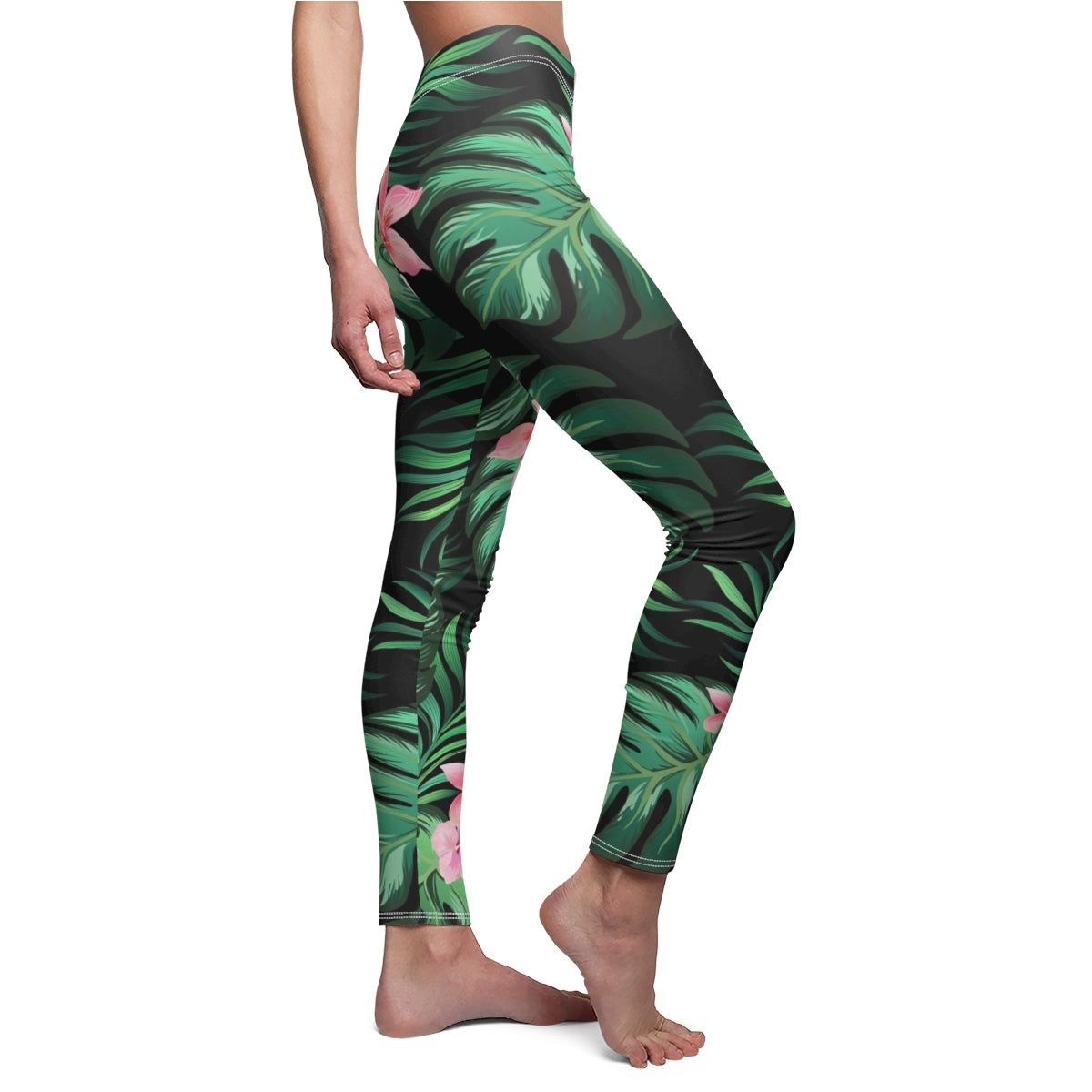 Summer Palm Leaves And Flowers Women's Leggings