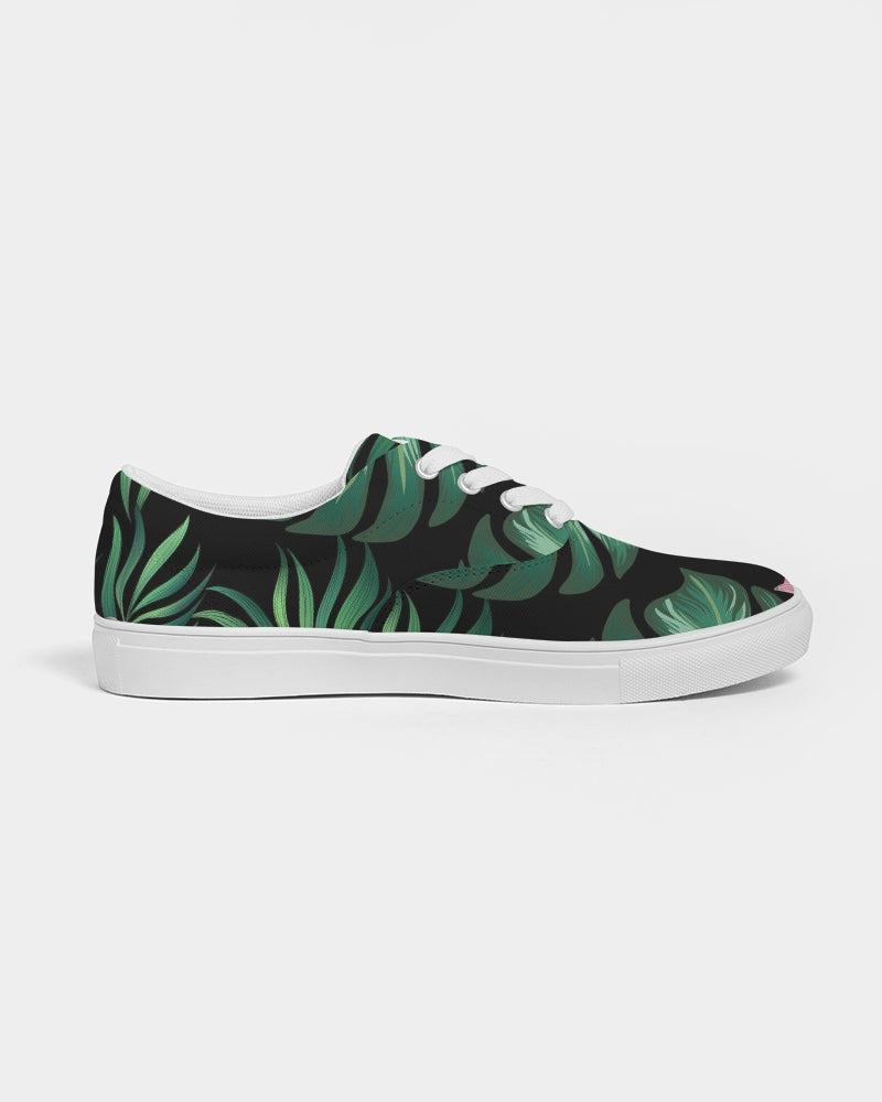Summer Palm Leaves And Flowers Women's Lace Up Canvas Shoe