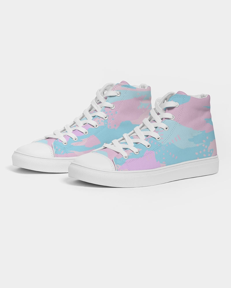 Pastel Camouflage Women's High Top Canvas Shoe