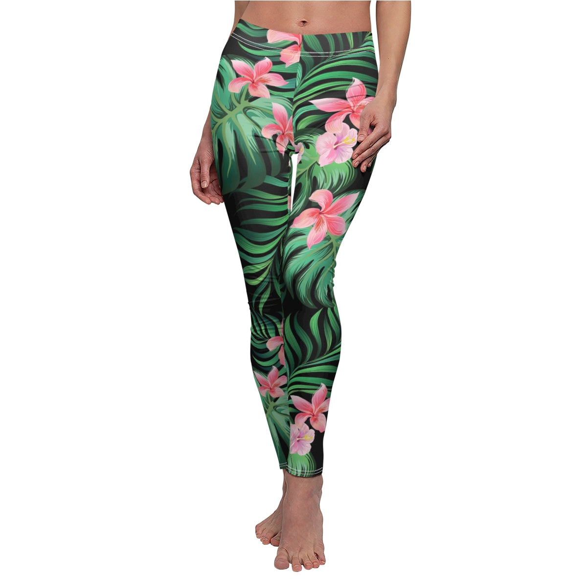 Summer Palm Leaves And Flowers Women's Leggings