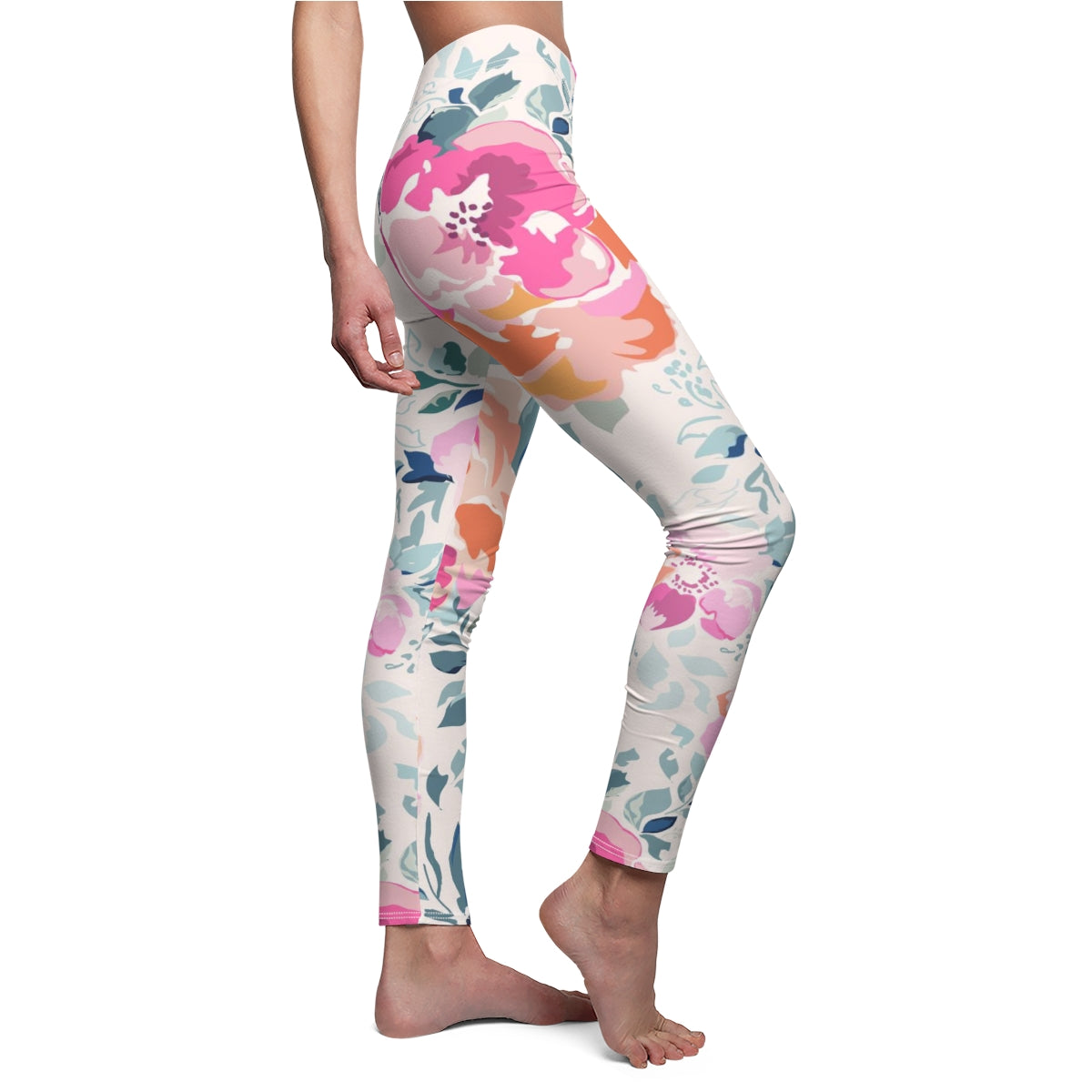Soft Pink Watercolor Flowers Women's Leggings