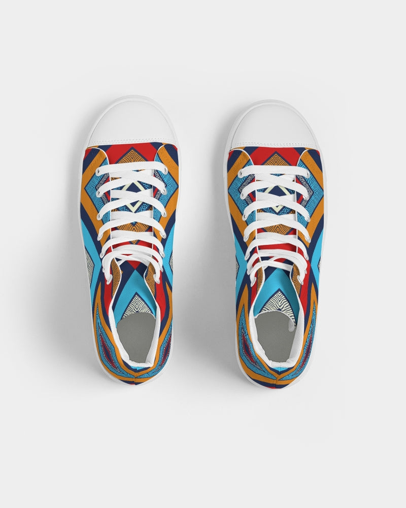 Tribal Patchwork Men's High Top Canvas Shoe