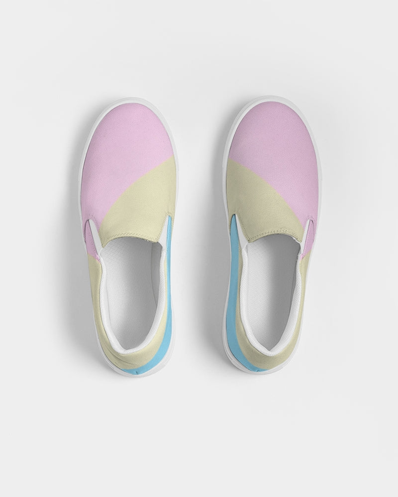 Pink, Blue, & Cream Color Block Women's Slip-On Canvas Shoe