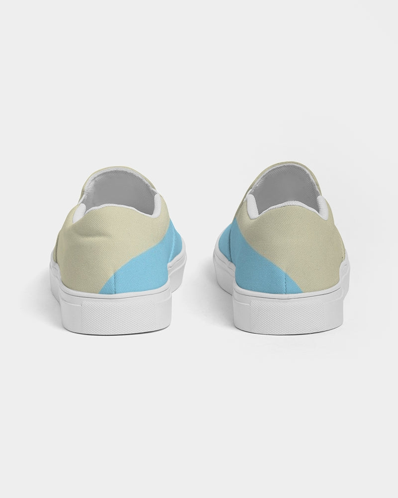 Pink, Blue, & Cream Color Block Women's Slip-On Canvas Shoe