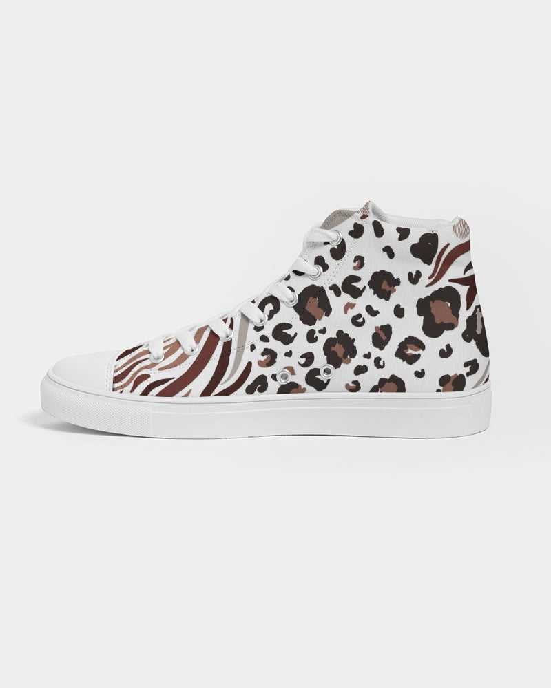 Mixed Animal Print Women's High Top Canvas Shoe