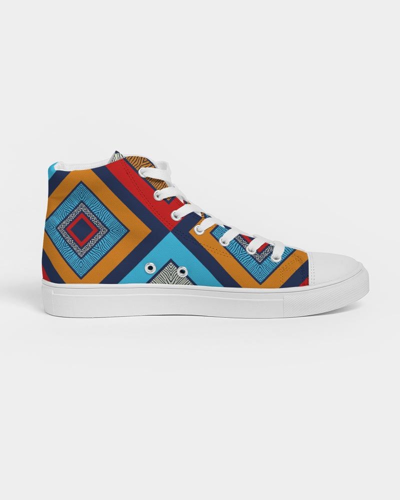 Tribal Patchwork Men's High Top Canvas Shoe