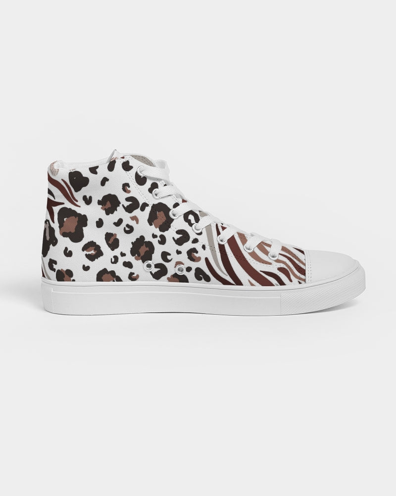 Mixed Animal Print Women's High Top Canvas Shoe