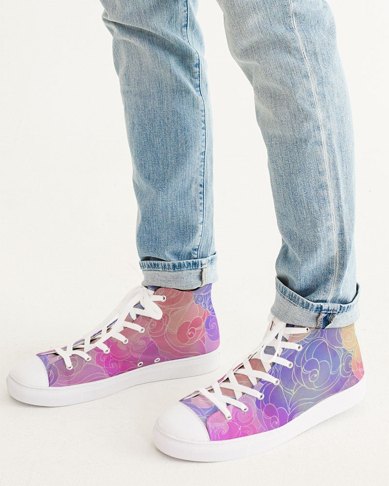 Pastel Clouds Men's High Top Canvas Shoe