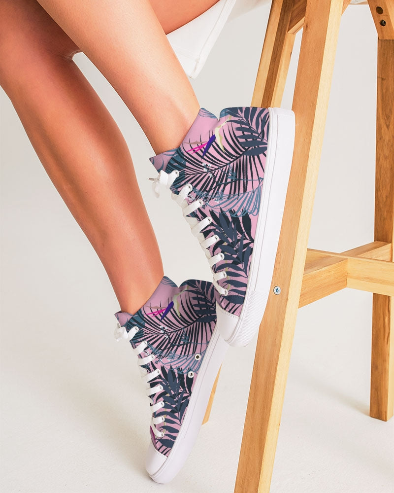 Tropical Forest Leaves Women's High Top Canvas Shoe