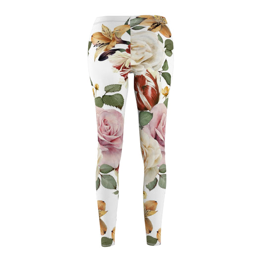 Red White & Pink Roses Women's Leggings