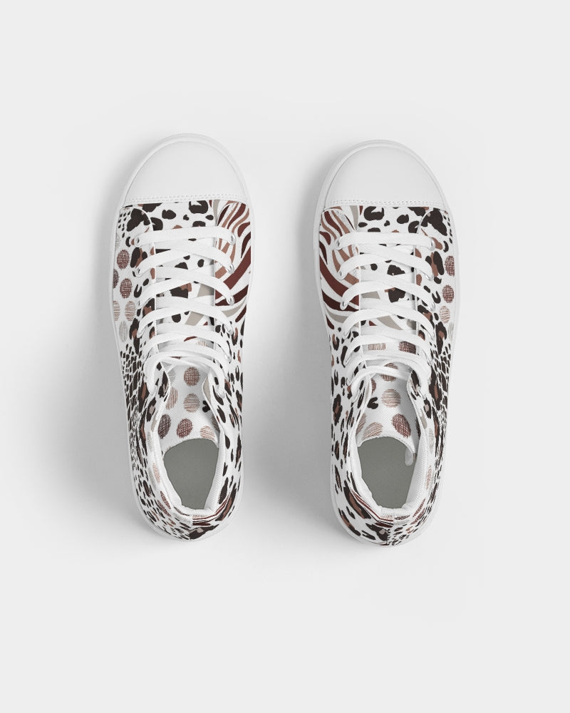 Mixed Animal Print Women's High Top Canvas Shoe