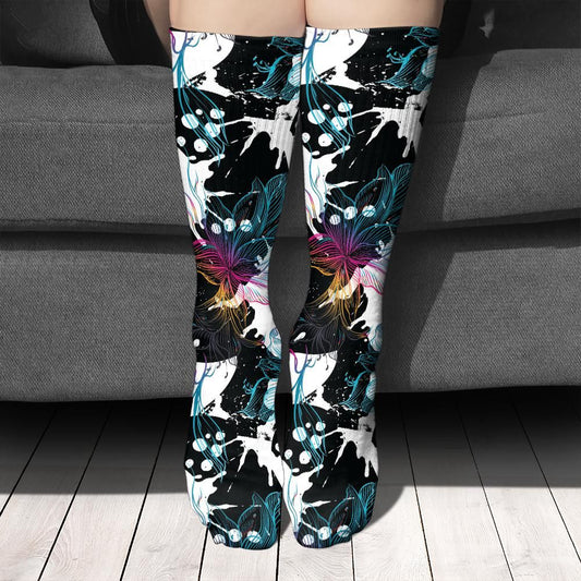 Abstract Gradient Flowers Socks