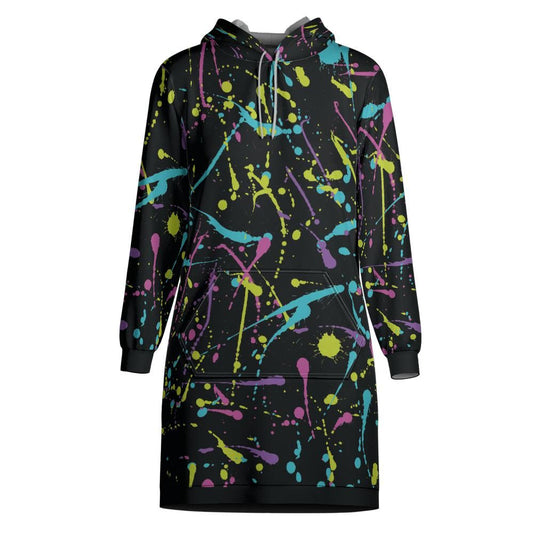Bright Splattered Paint Hoodie Dress