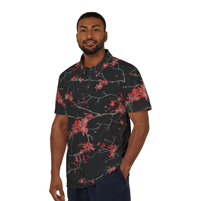 Cherry Blossoms Black Premium Unisex Polo Shirt