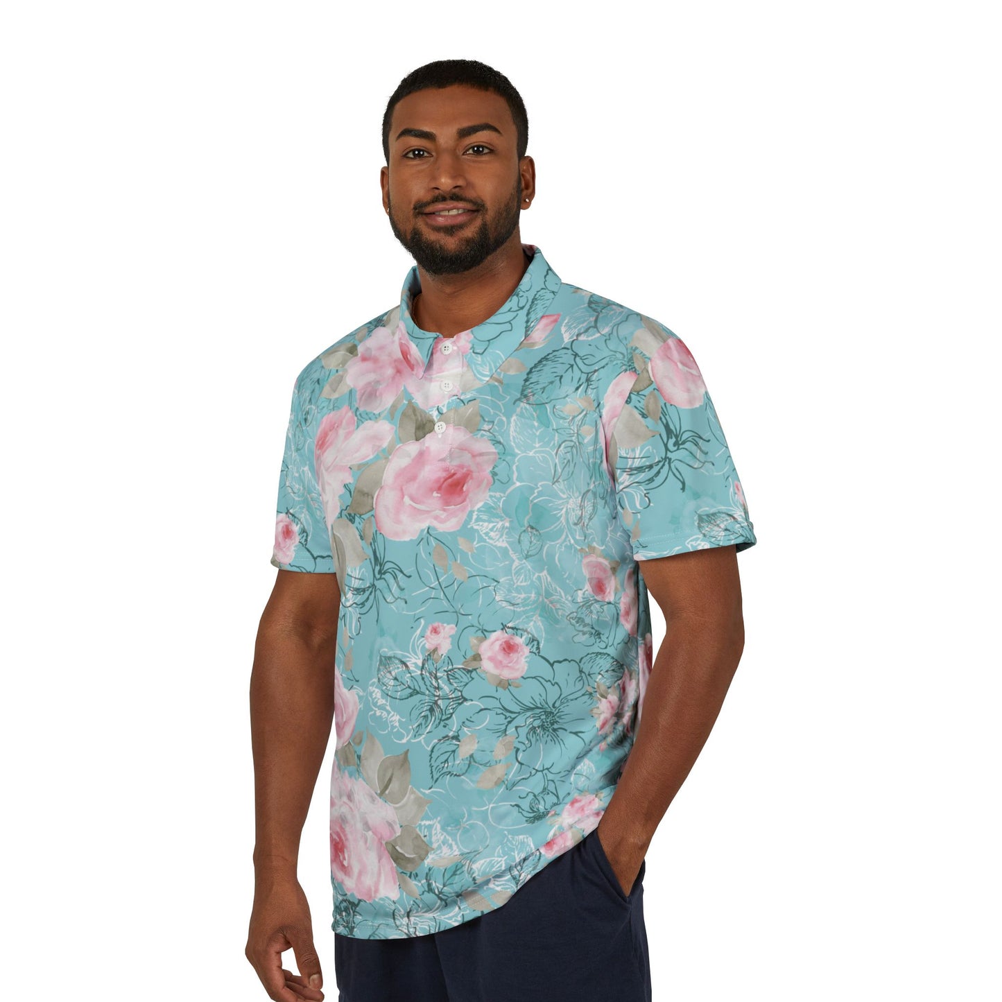 Pink Rose Garden Premium Unisex Polo Shirt