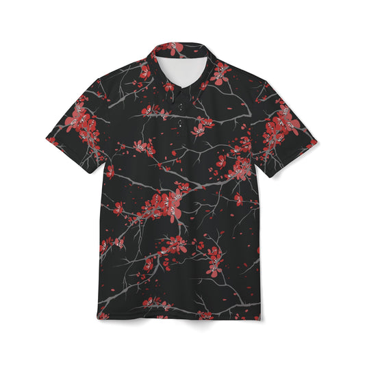 Cherry Blossoms Black Premium Unisex Polo Shirt