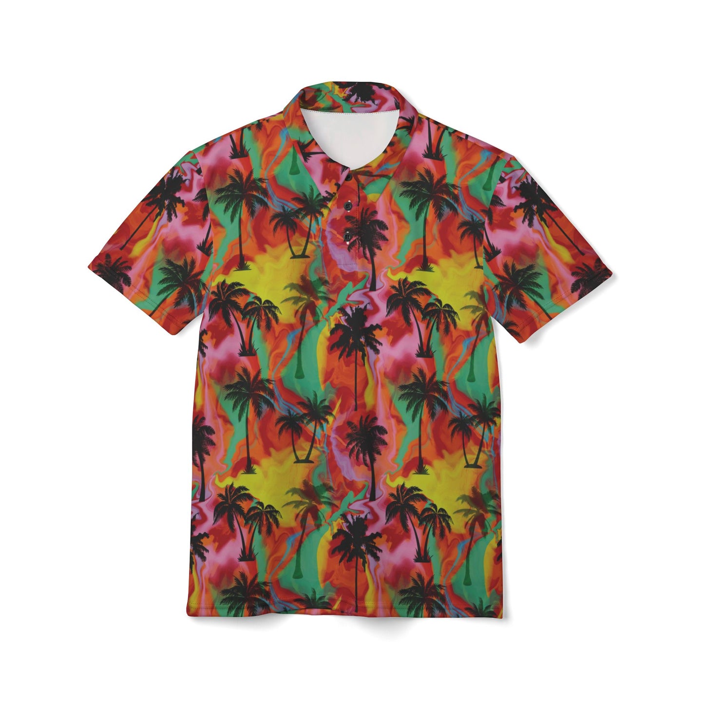 Colorful Palm Tree Swirls Premium Unisex Polo Shirt