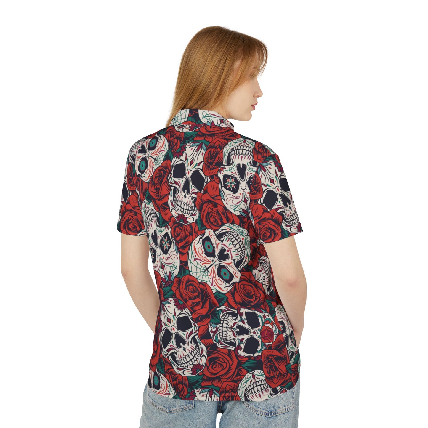 Day Of The Dead & Roses Premium Unisex Polo Shirt