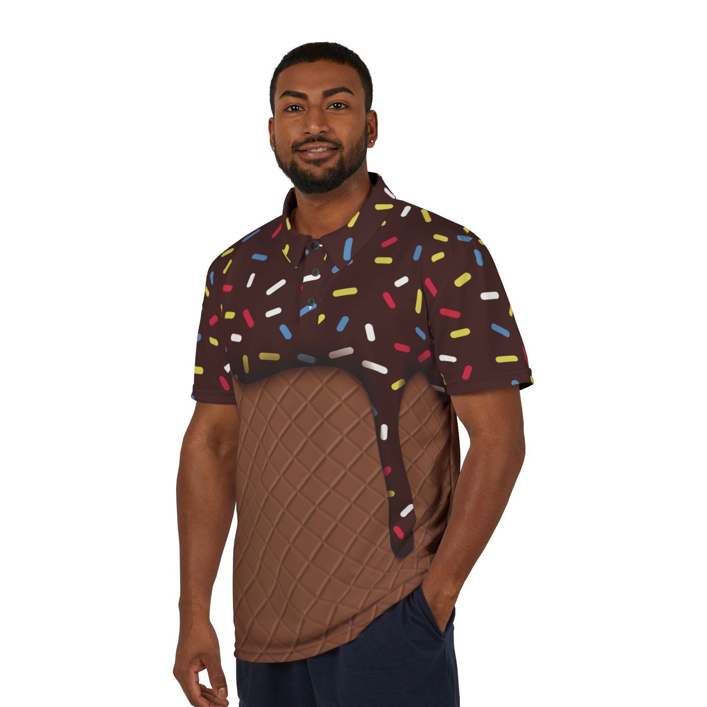 Chocolate Ice Cream And Cone Premium Unisex Polo Shirt