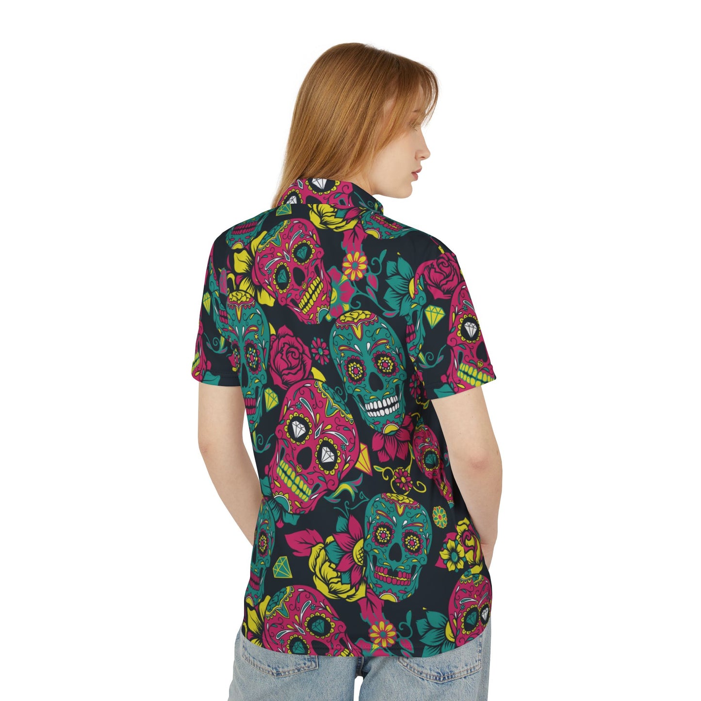 Colorful Day Of The Dead Premium Unisex Polo Shirt