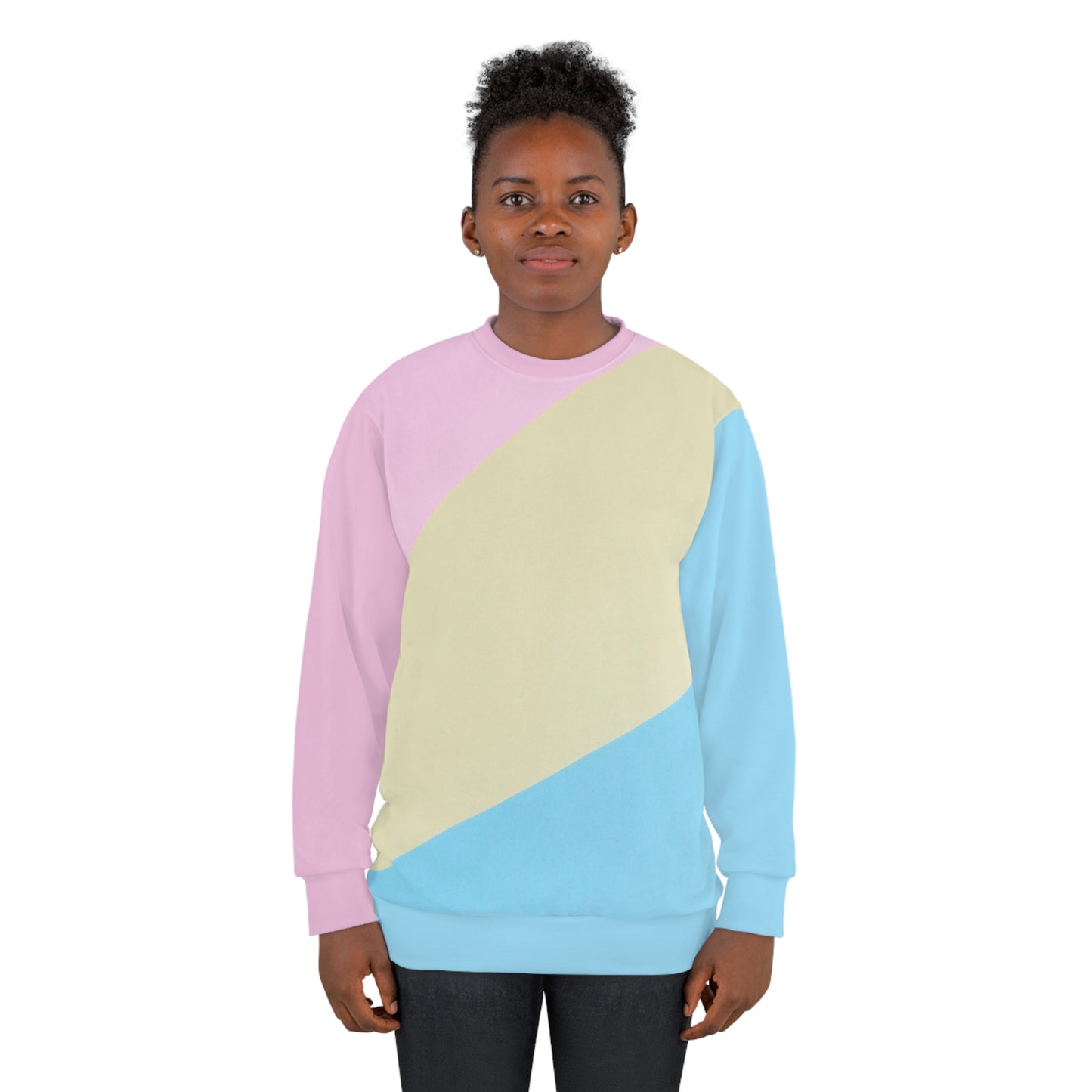 Pink, Blue, & Cream Color Block Unisex Sweatshirt