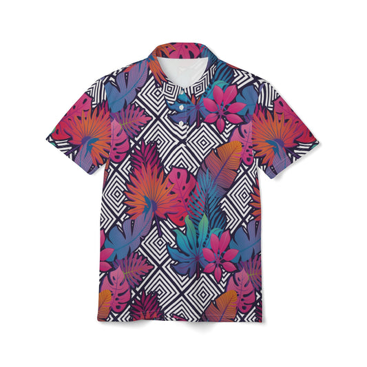 Exotic Gradient Flowers Premium Unisex Polo Shirt