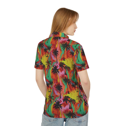 Colorful Palm Tree Swirls Premium Unisex Polo Shirt