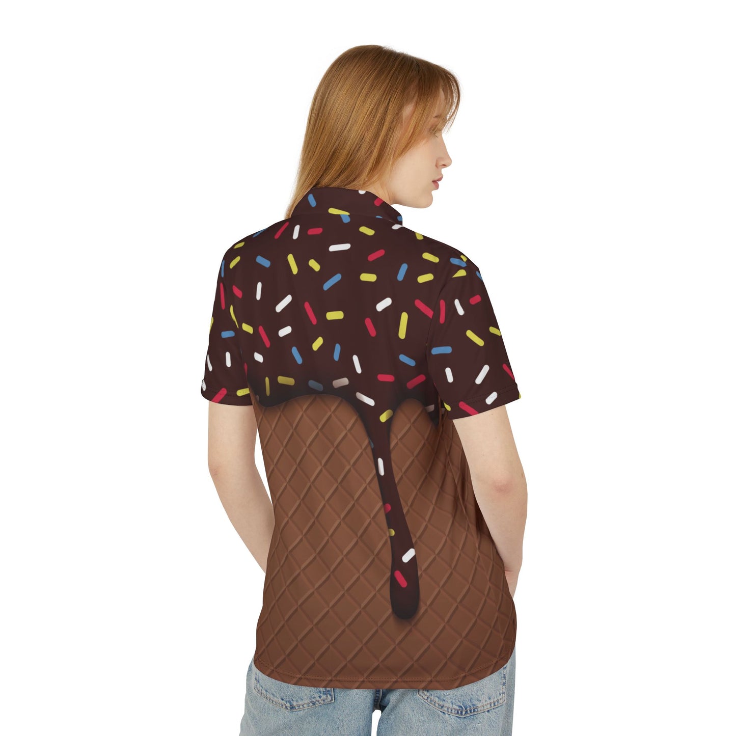 Chocolate Ice Cream And Cone Premium Unisex Polo Shirt