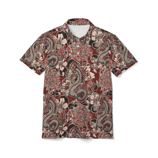 Dragons And Flowers Premium Unisex Polo Shirt